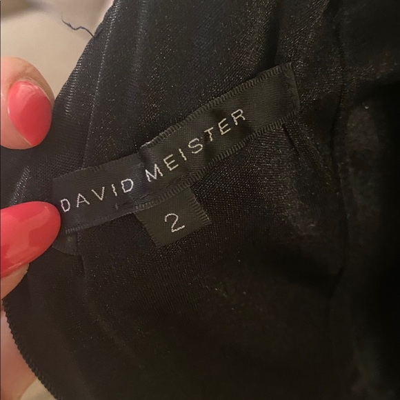 David Meister Black Maxi Dress with Embellished Neckline size 2 - Picture 3 of 9